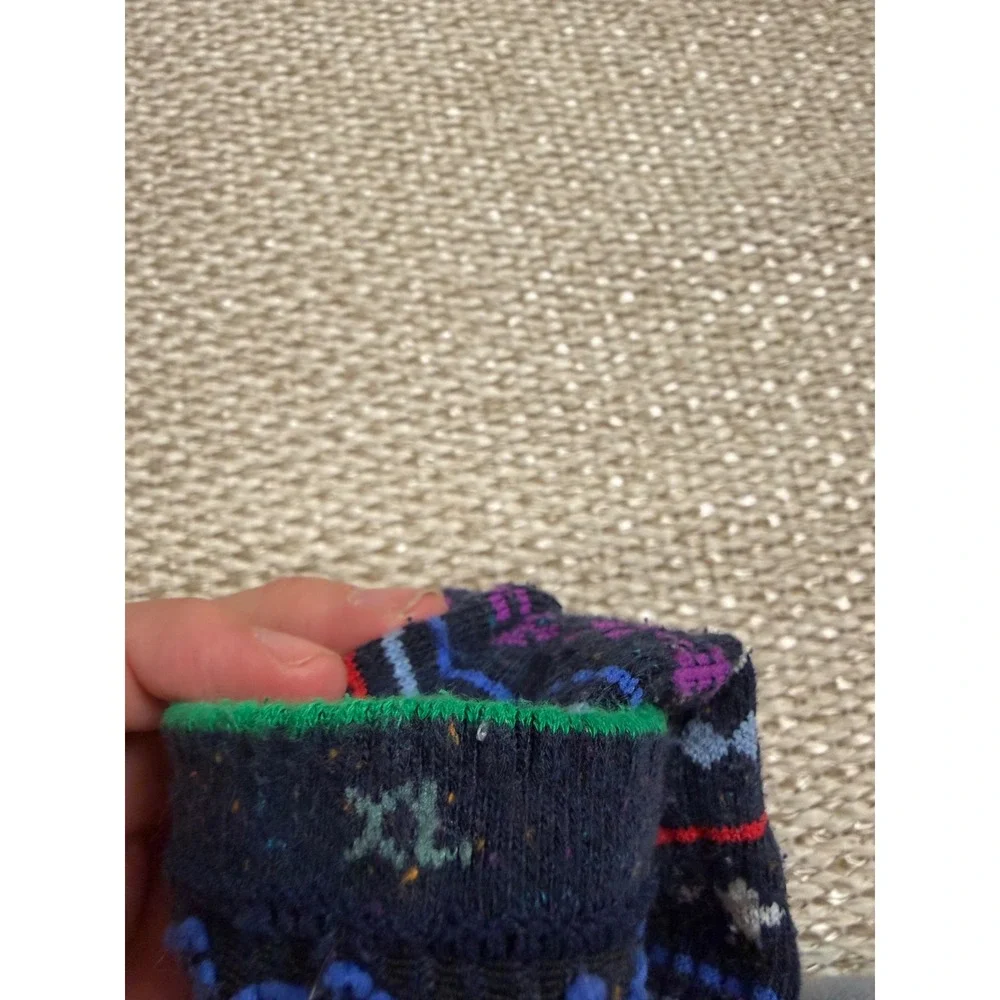 Bombas Crew Socks 2-Pack Fair Isle Geometric Navy Green XL